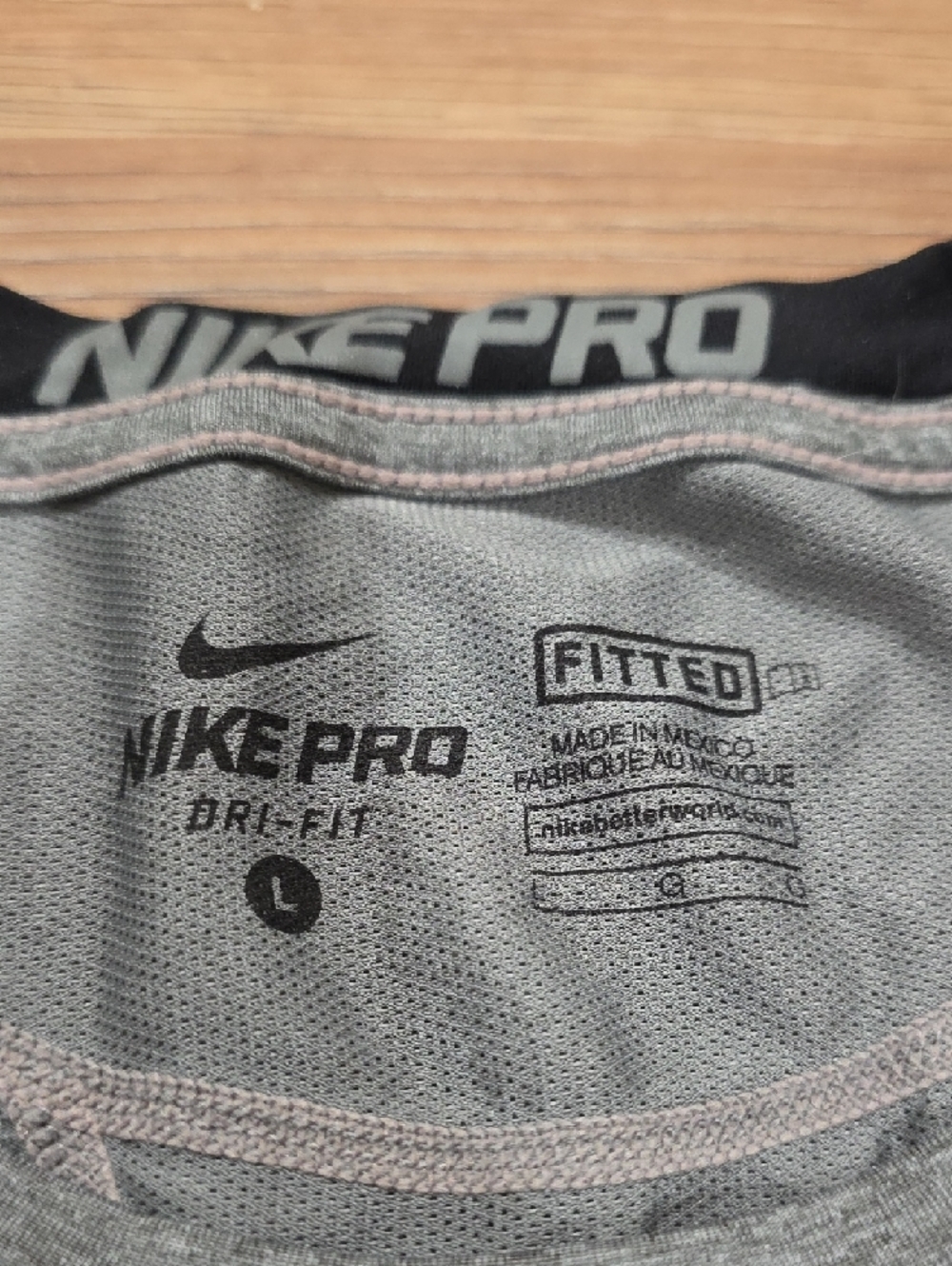 Nike Gray Performance Tee with Green Camo Swoosh - Picture 3 of 3